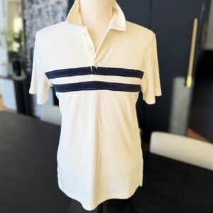 Men's Faherty Surf Stripe Terry Cloth Polo NWT